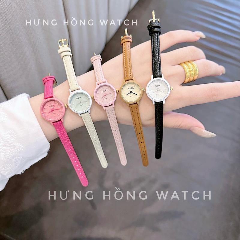 B8888_ Tặng Kèm Pin& Hộp Đồng Hồ Nữ Gedi Dây Da_size 26 Dành Cho Cổ Tay Nhỏ