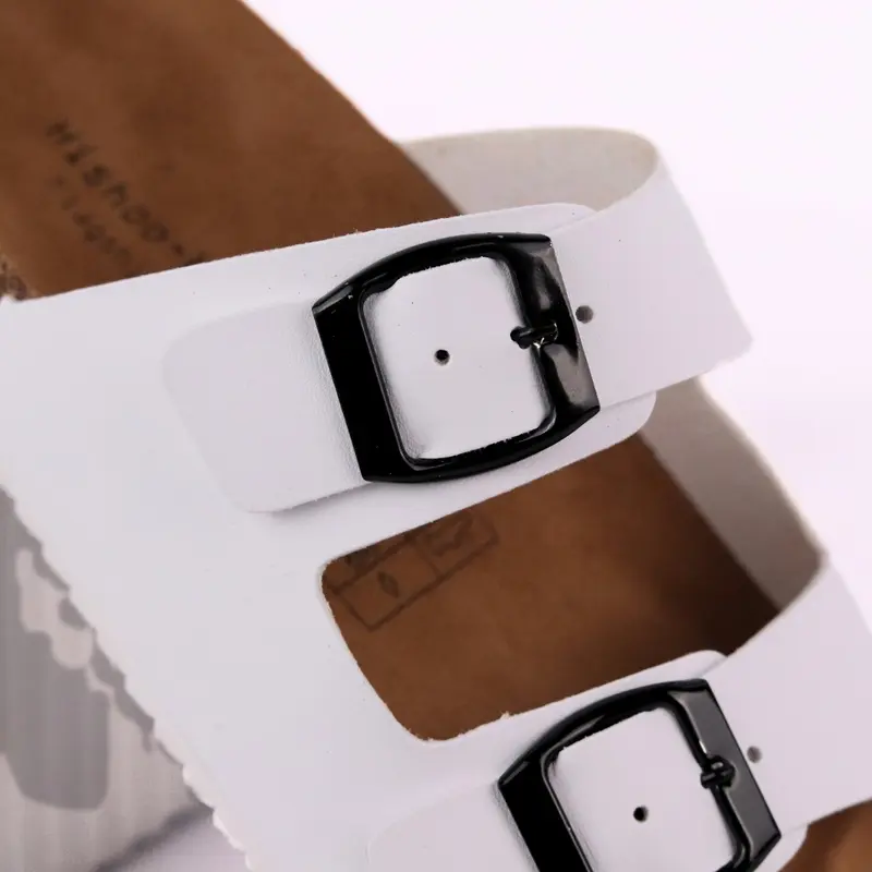 Dép đế trấu birken nam nữ unisex 2 khóa da PU tổng hợp lót da lộn size 35-43 chính hãng Hishoo S093 6