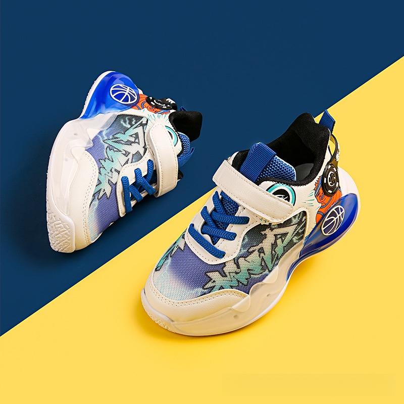 Product Introduction of Boys Running Shoes Spring and Autumn New LED Light Breathable Mesh Basketball Sneaker Luminous Leisure Light Shoes 5