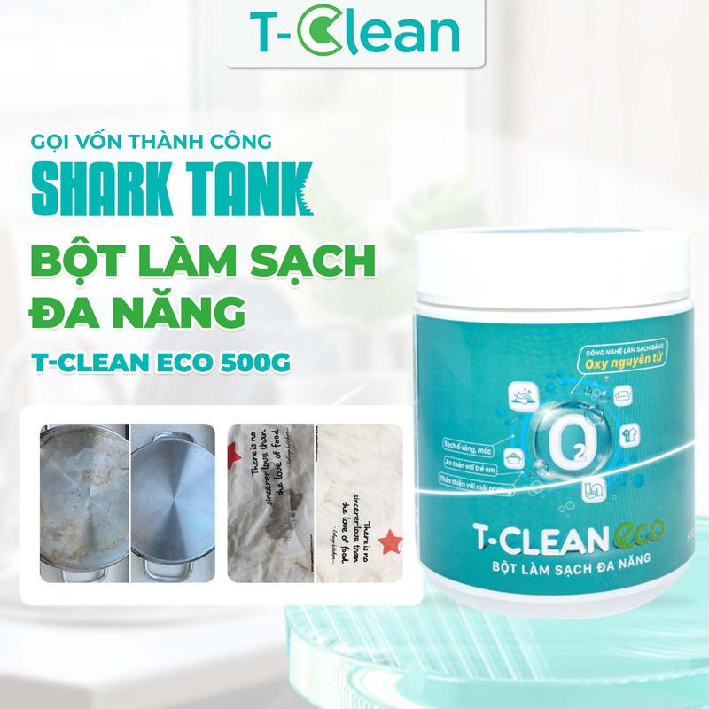 [KOC- TẶNG Viên VSMG] Bột Tẩy Rửa Đa Năng T-Clean Eco (500g) – Tẩy Vết Ố, Dầu Mỡ, Khử Khuẩn An Toàn, Không Hóa Chất Độc Hại, Thân Thiện Môi Trường – Dùng Cho Quần Áo, Sàn Nhà, Bếp, Đồ Gia Dụng