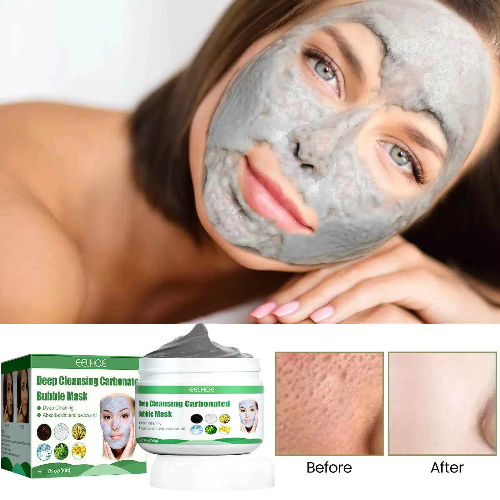 EELHOE Cleansing Bubble Mask Moisturizing application blackhead removal oxygen cleansing mud mask