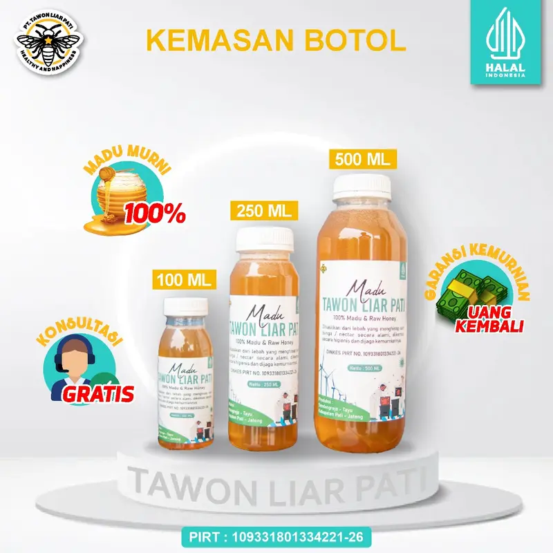 Madu Murni Alami kemasan botol Tawon Liar Pati Honey 0