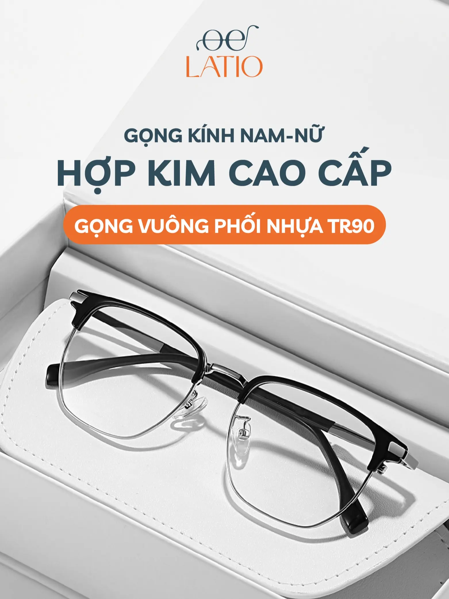 Gọng kính Nam Nữ LATIO Hợp Kim cao cấp chống gỉ Phong cách trẻ trung Trọng lượng siêu nhẹ bền bỉ - KM112