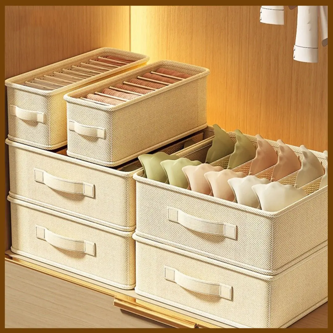 New Home Clothes Underwear Socks Storage Organizer Box Underwear Grid Partition Fabric Storage Drawer Type