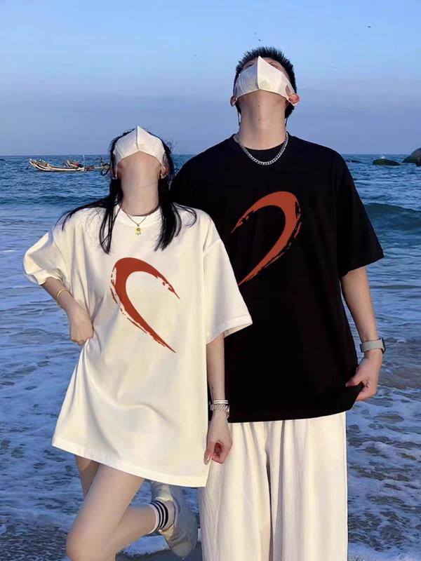 Áo Thun Đôi Nam Nữ Hình Croptop Nửa Trái Tim Đỏ - Chất Liệu Premium Cotton, Mặc Cùng Người Yêu - Women sweater set  đồ cặp noel A044 Cup