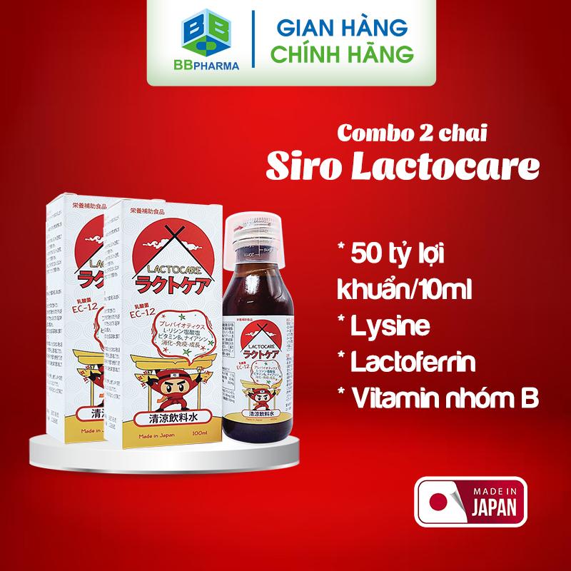 Combo 2 Siro Ăn Ngon Lactocare từ Nhật Bản Cho Bé - Cung Cấp 50 Tỷ Lợi Khuẩn Hỗ Trợ Tiêu Hóa Khỏe, Đề Kháng Tốt, Trẻ Ngon Miệng, Chai 100ml