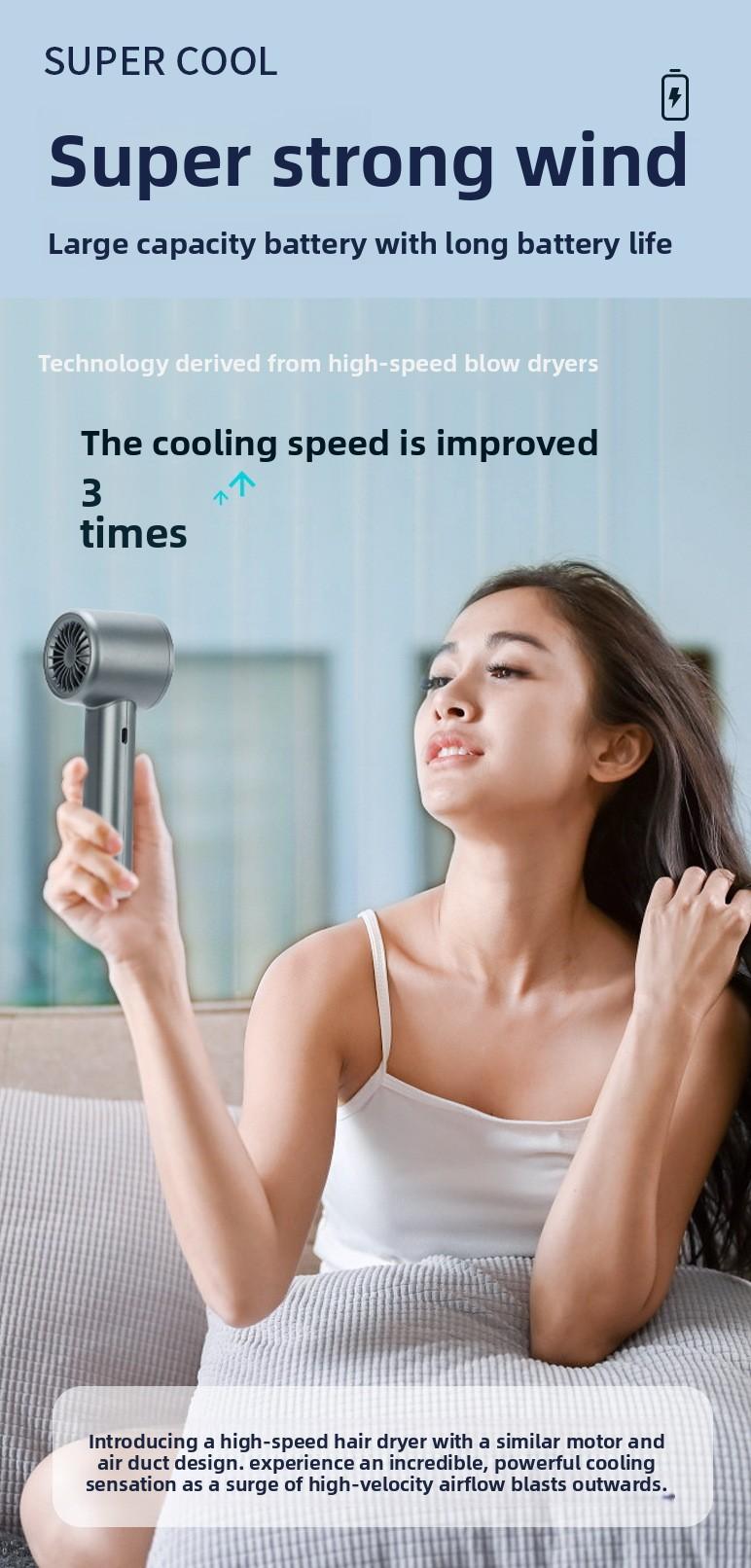 Portable Silent Chargeable Fan Small Handheld Fan Portable Compact Travel Fan Mini Fan USB Rechargeable Fan Handheldfan LED Digital Display Handheld Fan
