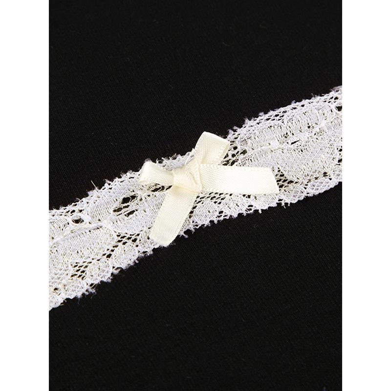 Product Introduction of Fairycore Lace Trim Suqare Collar T-shirt Korean Grunge Long Sleeve Slim Fit Tees Cottage Y2K Aesthetic Retro Milkmaid Crop Top 37