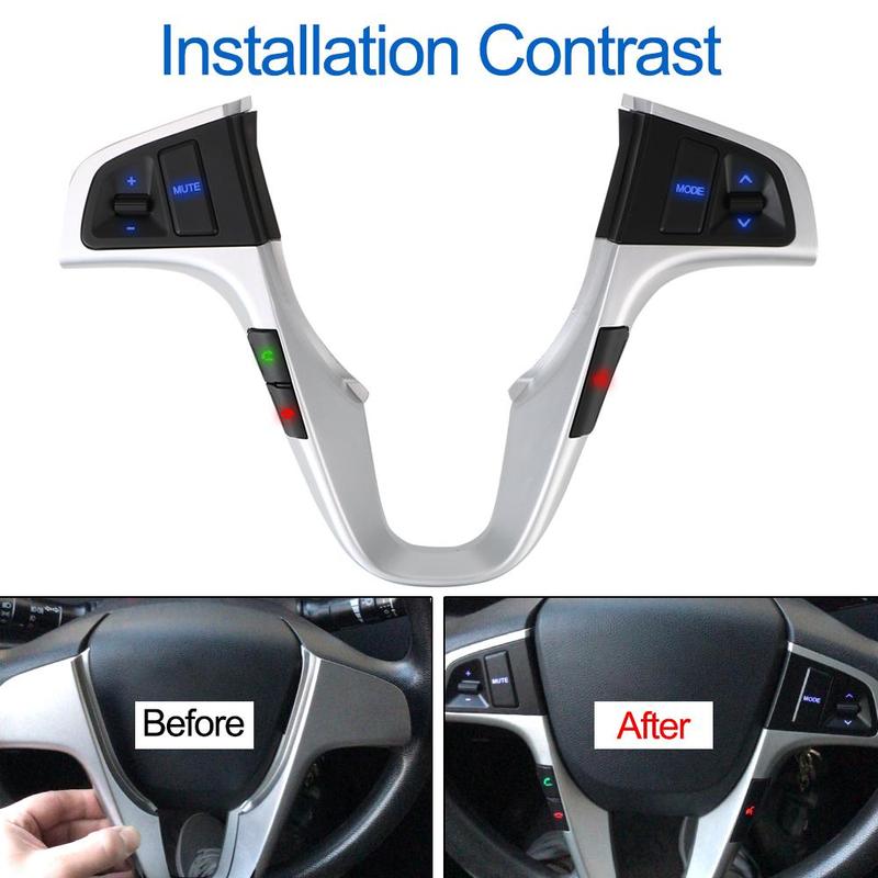 Car Steering Wheel Control Button, Car Steering Wheel Audio Volume Music Control Switch, Car Interior Accessories for Hyundai VERNA SOLARIS 8
