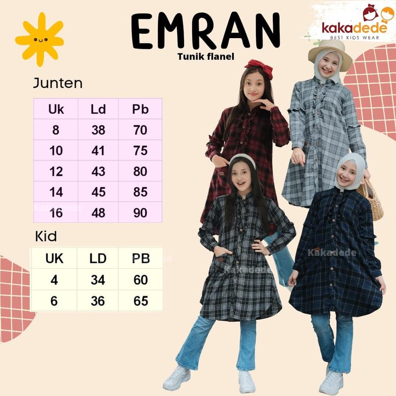 Product Introduction of Tunik Flanel lengan panjang anak perempuan 4 - 16 tahun remaja kakadede 0