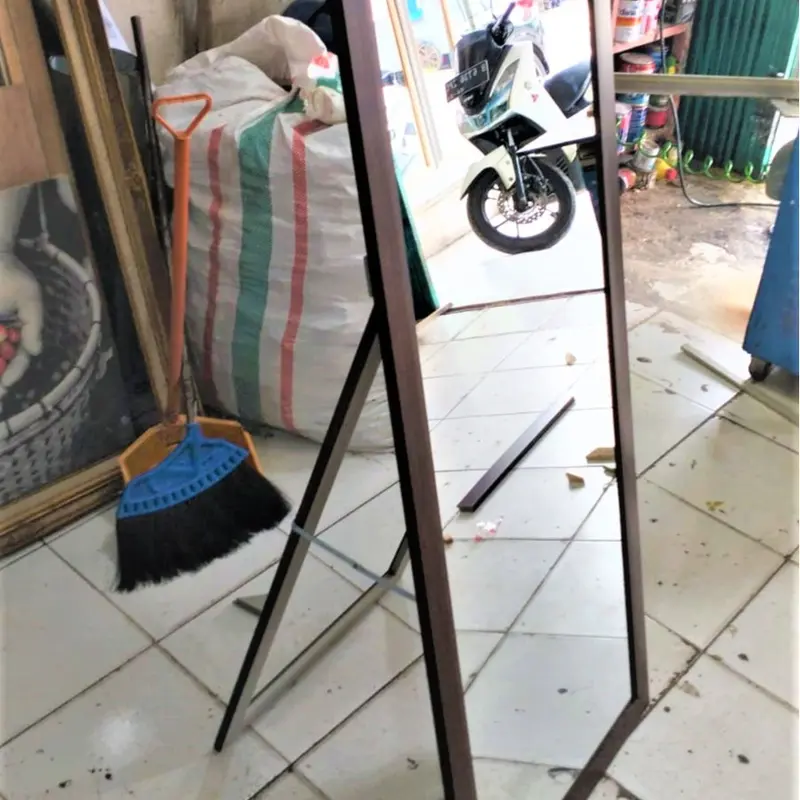 Hak Angin Engsel Kaca Cermin Standing Salon Wayang Satu Set 21 cm Bahan Besi Chrome Paket Lengkap Engsel & Baut INS Style 6