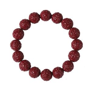 Gelang Tangan Bulatan Polos Cinnabar, Tahun Zodiak, Gelang Manik, Untuk Wanita dan Lelaki, Bahan Mineral Asli, Barang Kemas Pasangan, Hadiah Rakan Karib Bangles Bracelets Jewelry