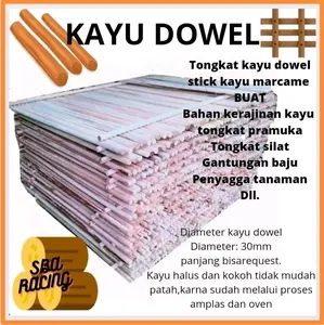 kayu dowel diameter 30mm panjang 2meter bahan kayu mahoni