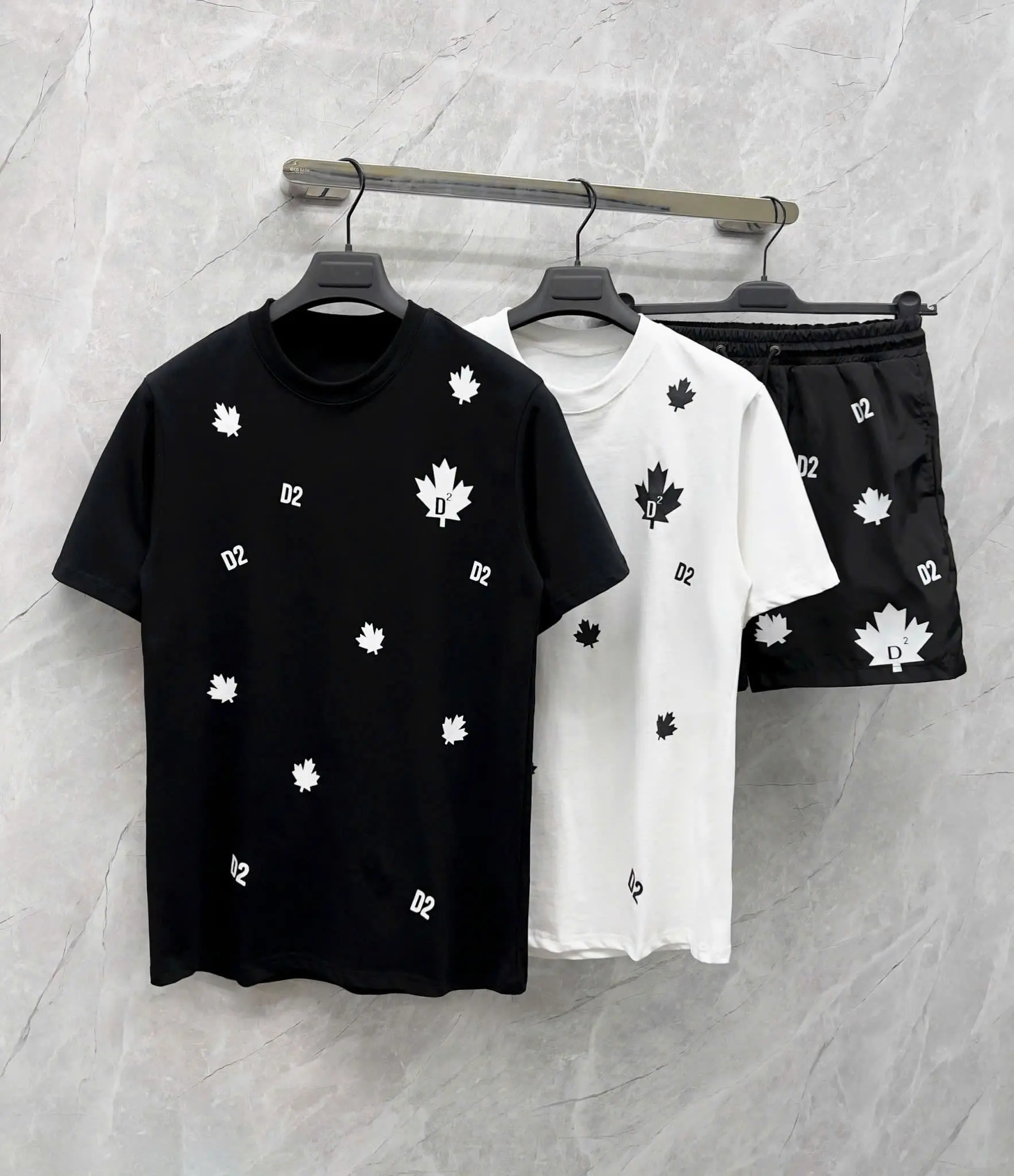Bộ Quần Áo Thun Nam Hè in Lá Phong D2 Boy Phố LT23 Chất Đẹp Form Rộng Mặc Mùa Hè Đi Chơi Thoáng Mát - Menswear, Polo Shirt