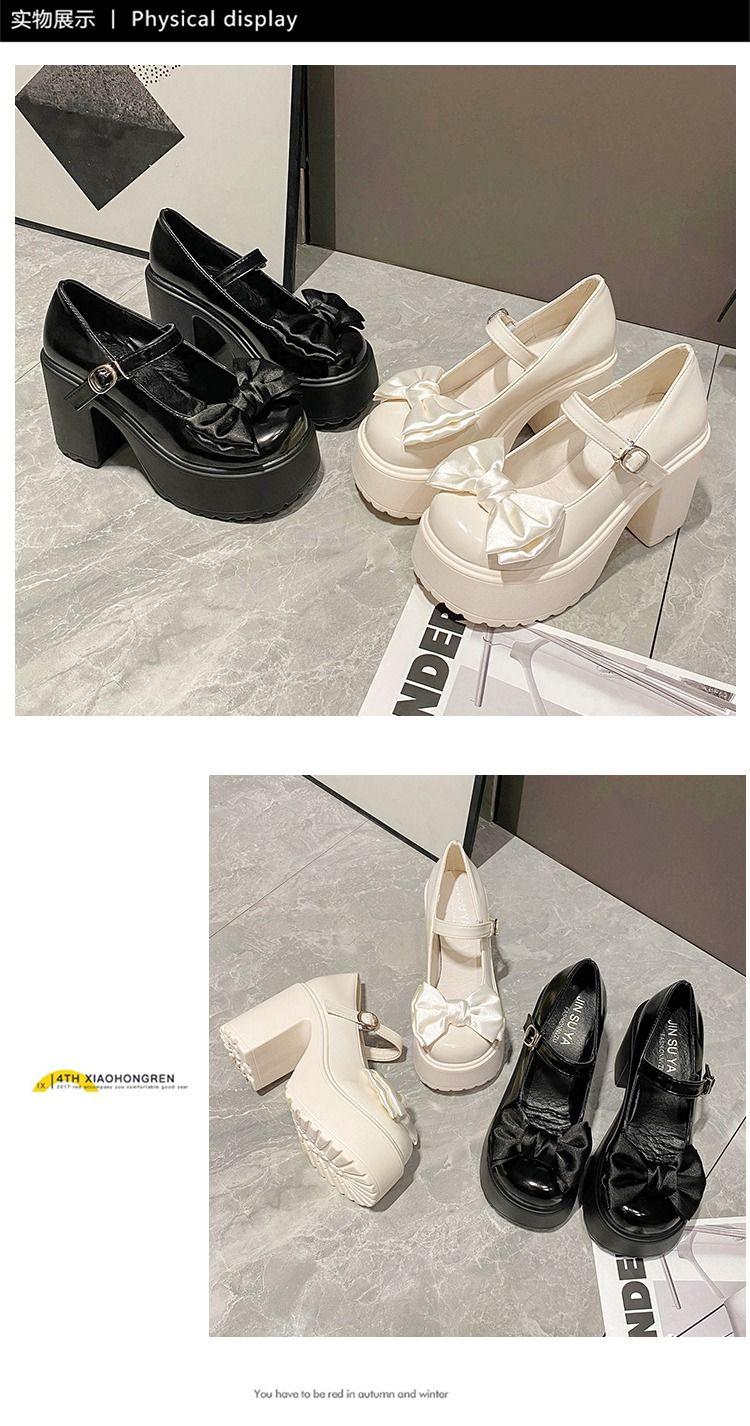 Product Introduction of Giày Mary Jane, Dành Cho Nữ, Thời Trang Mới Mùa Lò Xo Và Mùa Thu, Nơ Cao Gót, Đế Dày, Gót Chunky, Thích Hợp Cho Váy Một Bộ Phù Hợp, Dễ Phối Đồ, Giày Da Nhỏ Shoes 13