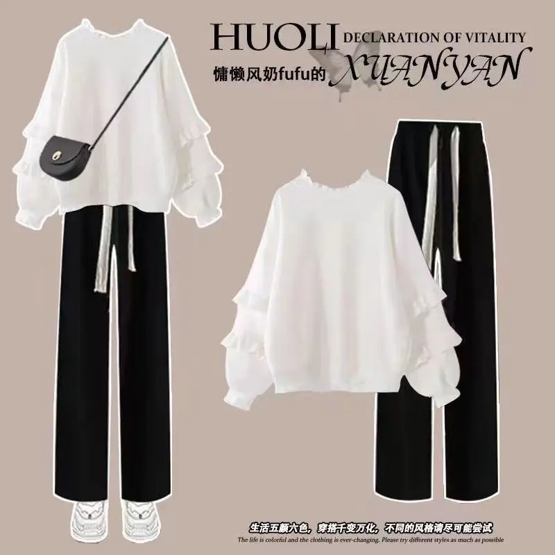 Bộ Đồ Mới Phong Cách Hàn Quốc, Cho Bé Gái, Dáng Rộng Rãi Và Sành Điệu, Áo Len Dài Tay, Quần Ống Rộng, Bộ Đồ Hai Mảnh, Thích Hợp Cho Mùa Xuân Và Mùa Thu, Thời Trang set  dạ