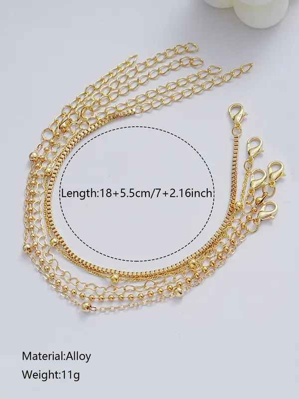 5pcs/set Street Fashion Chain Stack Bracelet for Party, Twist Design Hand Jewelry for Girl Boys, Elegant All-match Fashion Accessories for Daily Wear Valentine's Day Gift 5