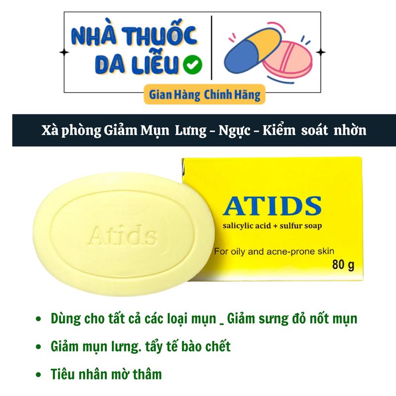 Chính hãng _ ATIDS 80g Xà Phòng Tắm Giảm Mụn Lưng, Ngực, Giúp cải thiện tiết dầu thừa trên da