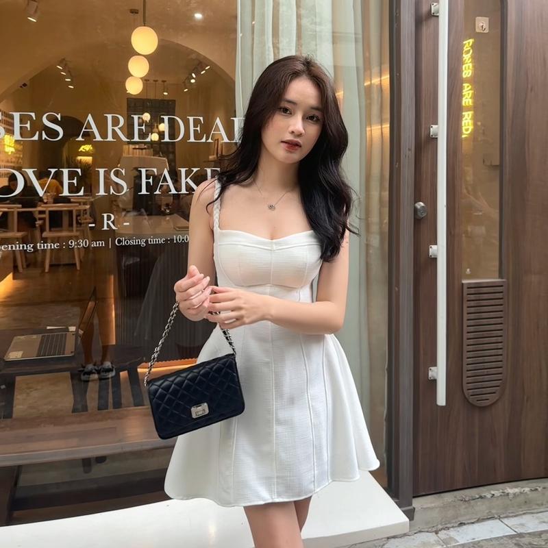 ĐẦM LINEN XƯỚC THẮT DÂY ĐIỀU CHỈNH -KHANHSVY STORE - 11102 Nữ ( CÓ MÚT)