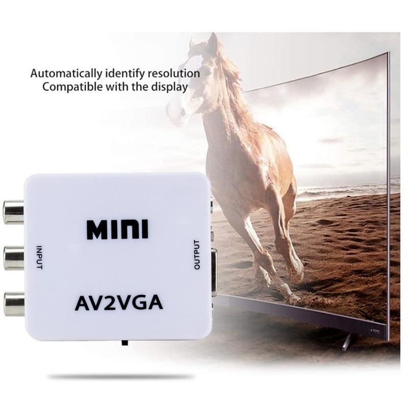 GRWIBEOU 1080P Mini Video Convertor RCA AV to VGA Video Converter Conversor with 3.5mm Audio AV2VGA / CVBS + Audio to HDTV PC 1