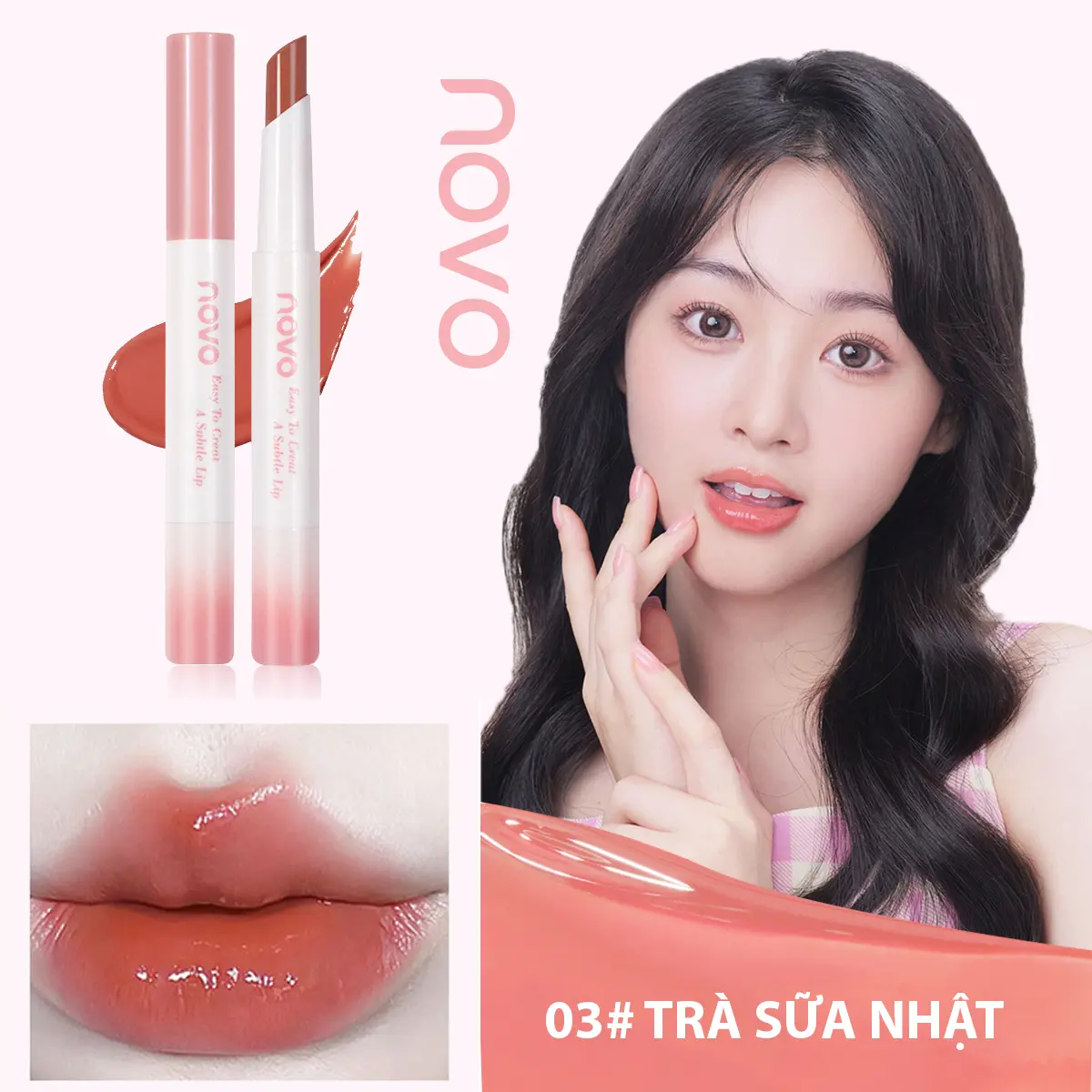 Son bóng nước trong mờ NOVO quyến rũ dưỡng ẩm, chống thấm nước, không phai màu, dưỡng trắng trong mùa thu đông. Cosmetic Son Môi căng mọng đỏ nâu Mỹ Phẩm Trang Điểm Nữ