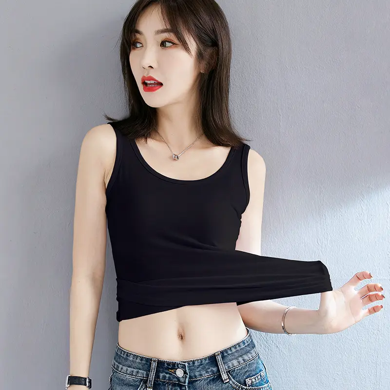 Women's camisole, women's vest, women's knitted vest, oversized camisole for outerwear, undershirt, undershirt, elastic vest, breathable camisole Tops Short
