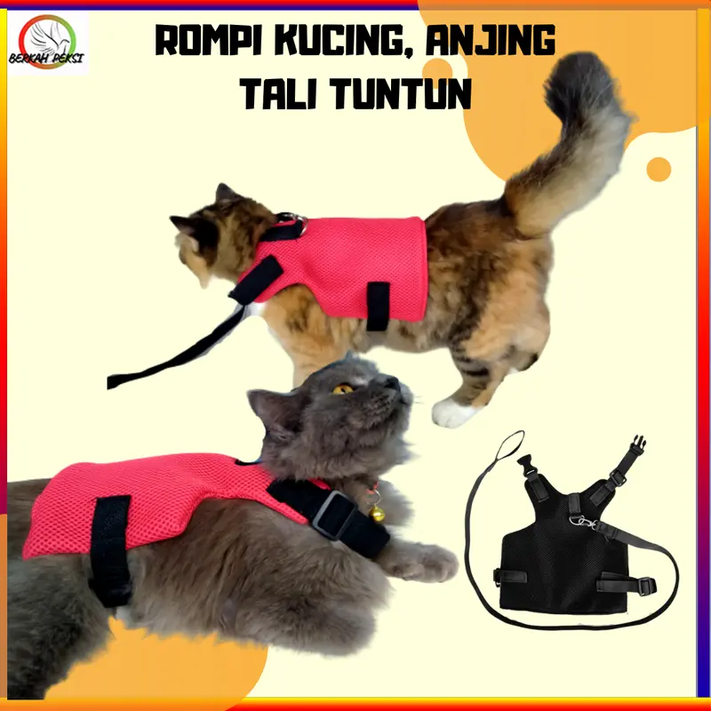ROMPI TALI TUNTUN HEWAN PELIHARAAN UNTUK KUCING ANJING JALAN JALAN BAHAN NYAMAN 6