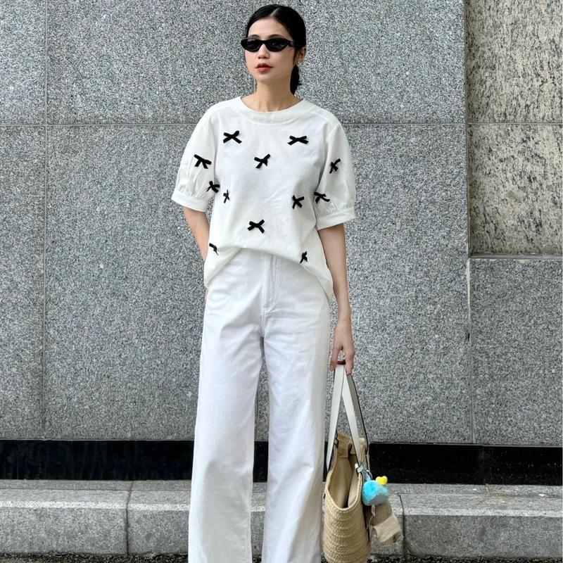 Áo Kiểu Nữ Thuongboo Chất Linen Mềm Mại Thoáng Mát Thiết Kế Xu Hướng Coquette Với Hoạ Tiết Nơ - Kelly Top 6