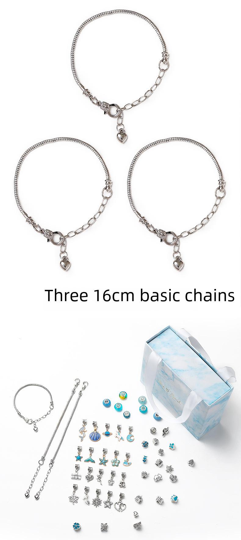 Product Introduction of Cross-Border Hot-Selling Children's Handmade Crystal Loose Beads Alloy Bracelet DIY Beading Material Kit Jewelry Accessories Gift Box Set 18