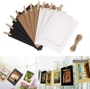 10 Pcs Frame Foto Kertas Warna Warni + Free Jepitan + Free Tali 4R Polaroid / Bingkai Foto / Kertas Foto Gantung / Jepitan Kayu / Wooden Clip / Klip Kayu / Bingkai Gantung