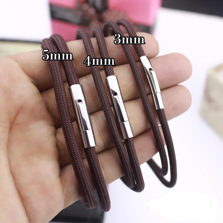 Dây chuyền dù nâu thái khóa trắng vàng cao cấp chuyên đeo các mặt phong thủy thời trang