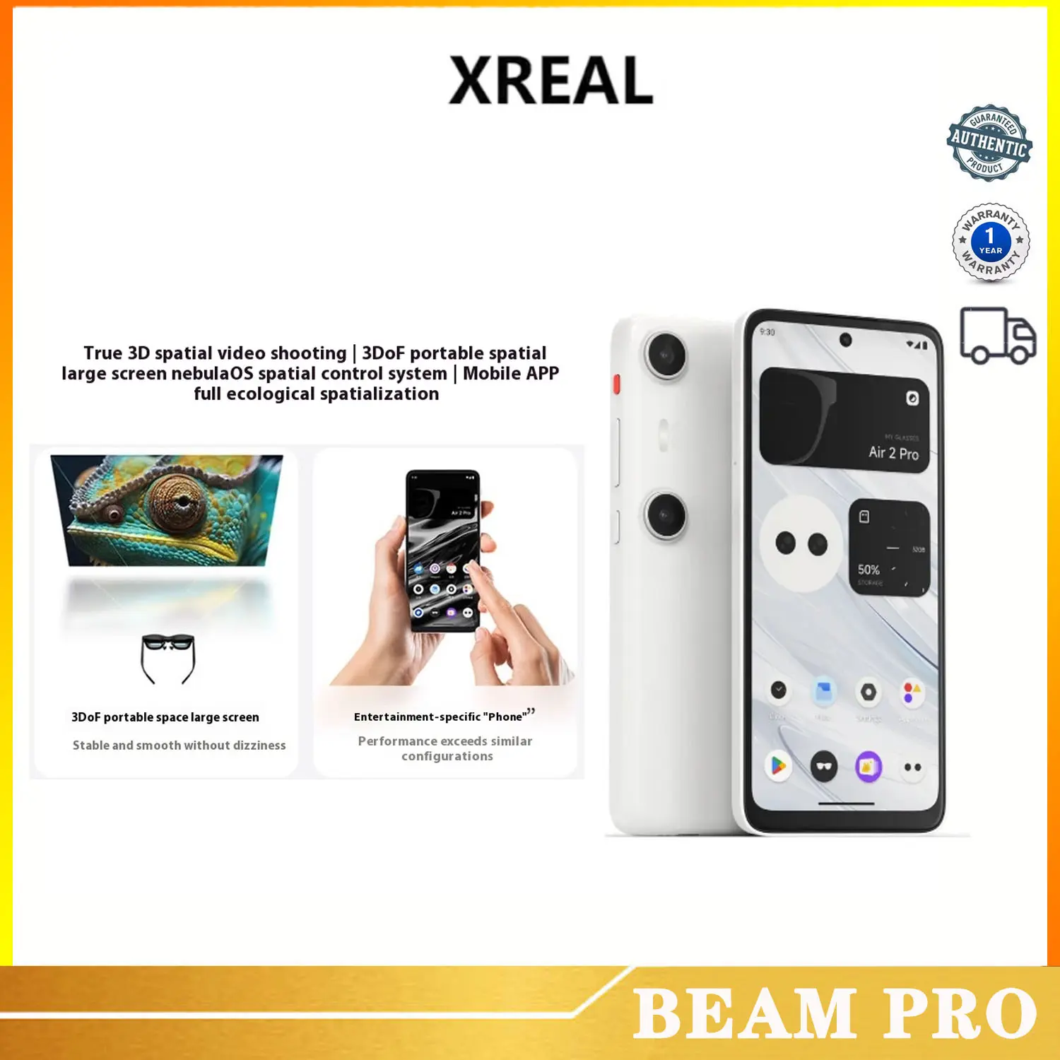 XREAL Beam Pro AR space computing terminal is adapted to Air series glasses space computing true 3D space video shooting 3DoF space large screen Android Wireless Device Micro Vr Wearable Smartphone