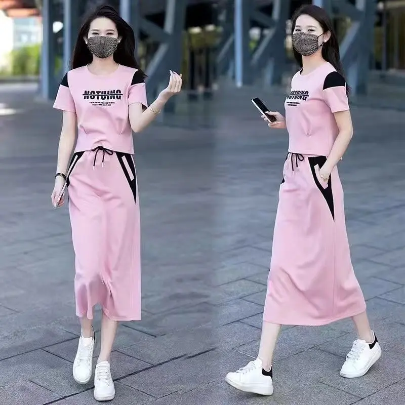 Bộ Đồ Thể Thao Và Đi Chơi Cho Nữ, Bộ Đồ Hai Mảnh, Váy Mỏng, Thời Trang, Thích Hợp Cho Mùa Hè 2024, Trẻ Hơn, Thời Trang