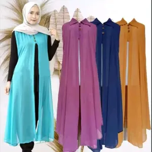 Outer Cardigan Ceruty Wanita Panjang Tanpa Lengan By Azka Collection