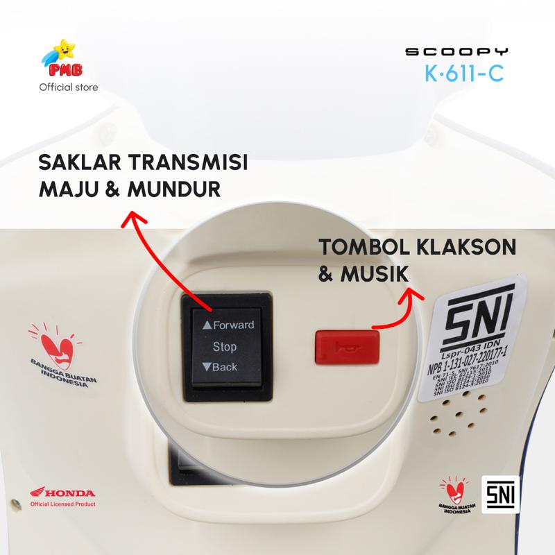 Motor Aki Anak Honda Scoopy - PMB K611C // Motor Aki Mini Lampu Led 6