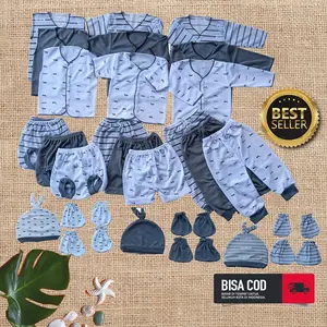 Paket Komplit Perlengkapan Bayi Baru Lahir  27 Pcs Abu Sarung tangan Kaki Dan Topi Bayi Parsel