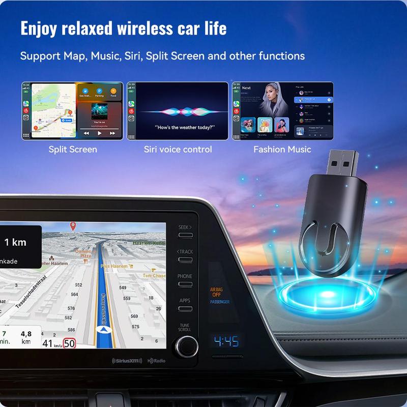 Wireless Car Adapter, Wired to Wireless Car Adapter, Automatic Connect Adapter, Plug and Play Mini Box Compatible with 99% Cars 5