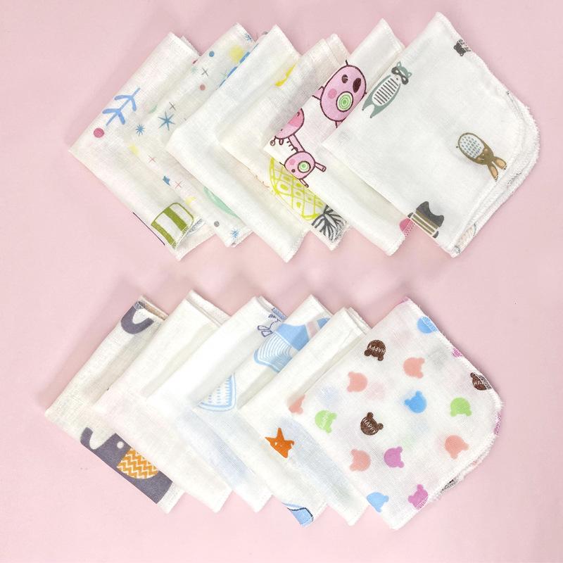 Khăn Tay Gạc Đôi Mật Độ Cao, 20X20Cm, Khăn Mặt Tắm, Gạc In Hoạt Hình, Khăn Vuông Cho Ăn 2