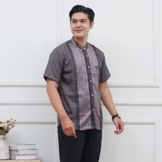 Baju Koko Pria Dewasa Lengan Pendek Terbaru Muslim Songket Nyaman Motif Lembut 4