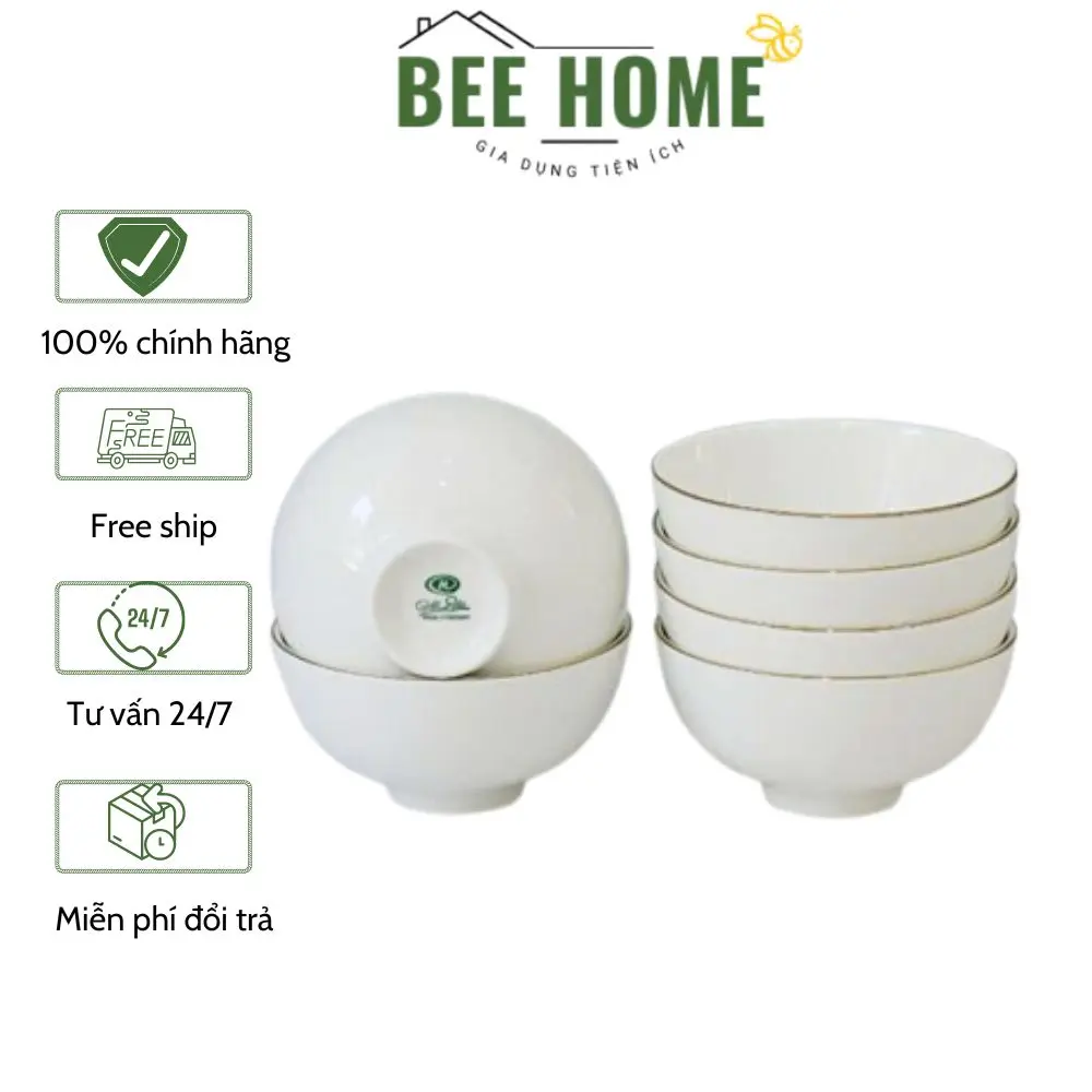 Bát ăn cơm chén ăn cơm sứ trắng cao cấp chịu nhiệt tốt BEE HOME chén sứ trơn