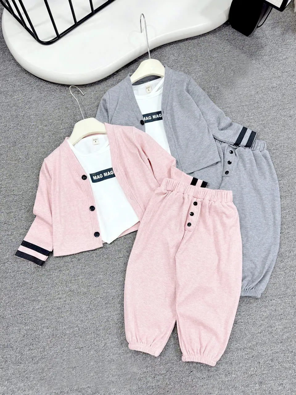 Set len lông thỏ 3 chi tiết siêu ấm cho bé