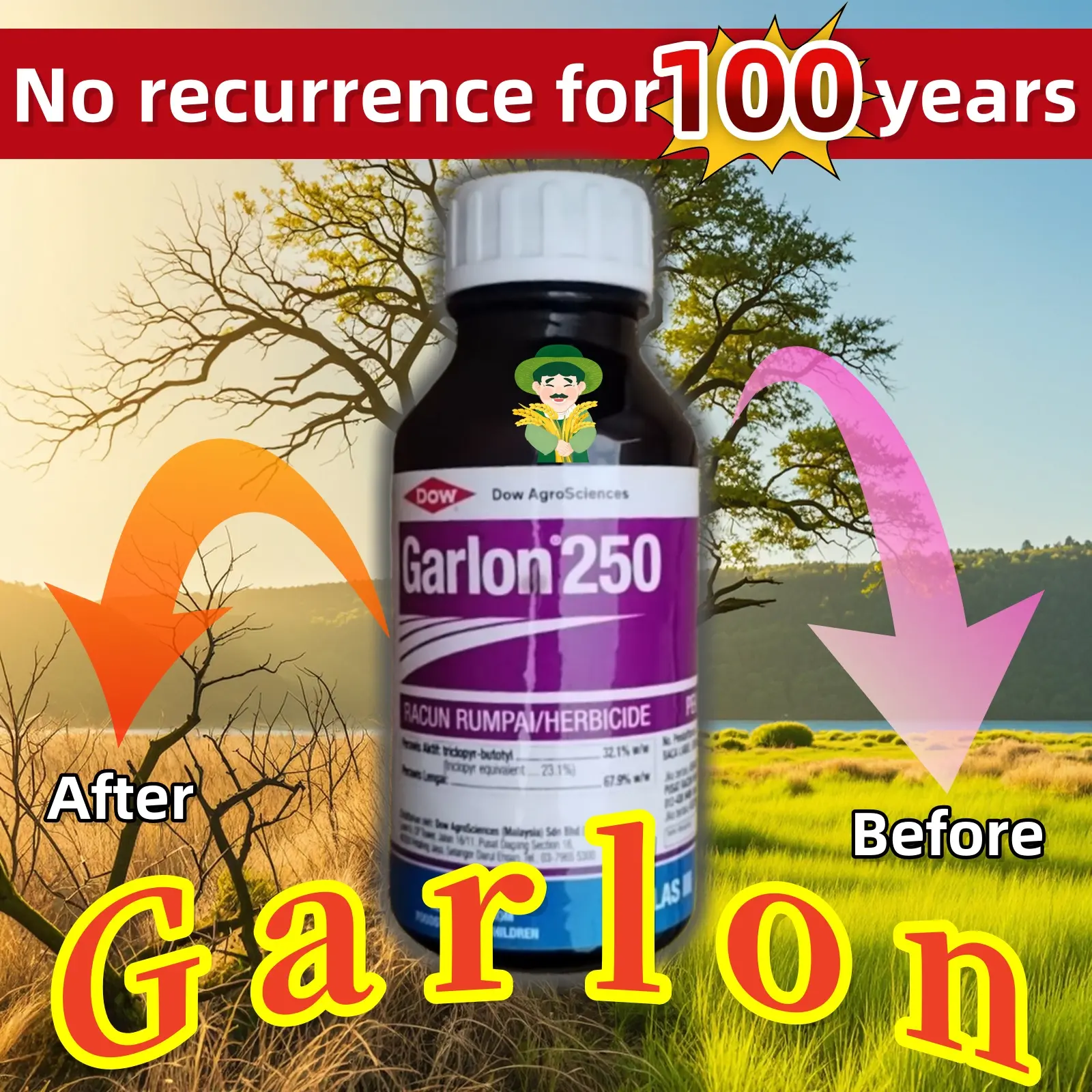 500ML 100% Original DOW Garlon 250 / KADET Herbicide  Effectively kills  trees and saplings.4L Dow Garlon,