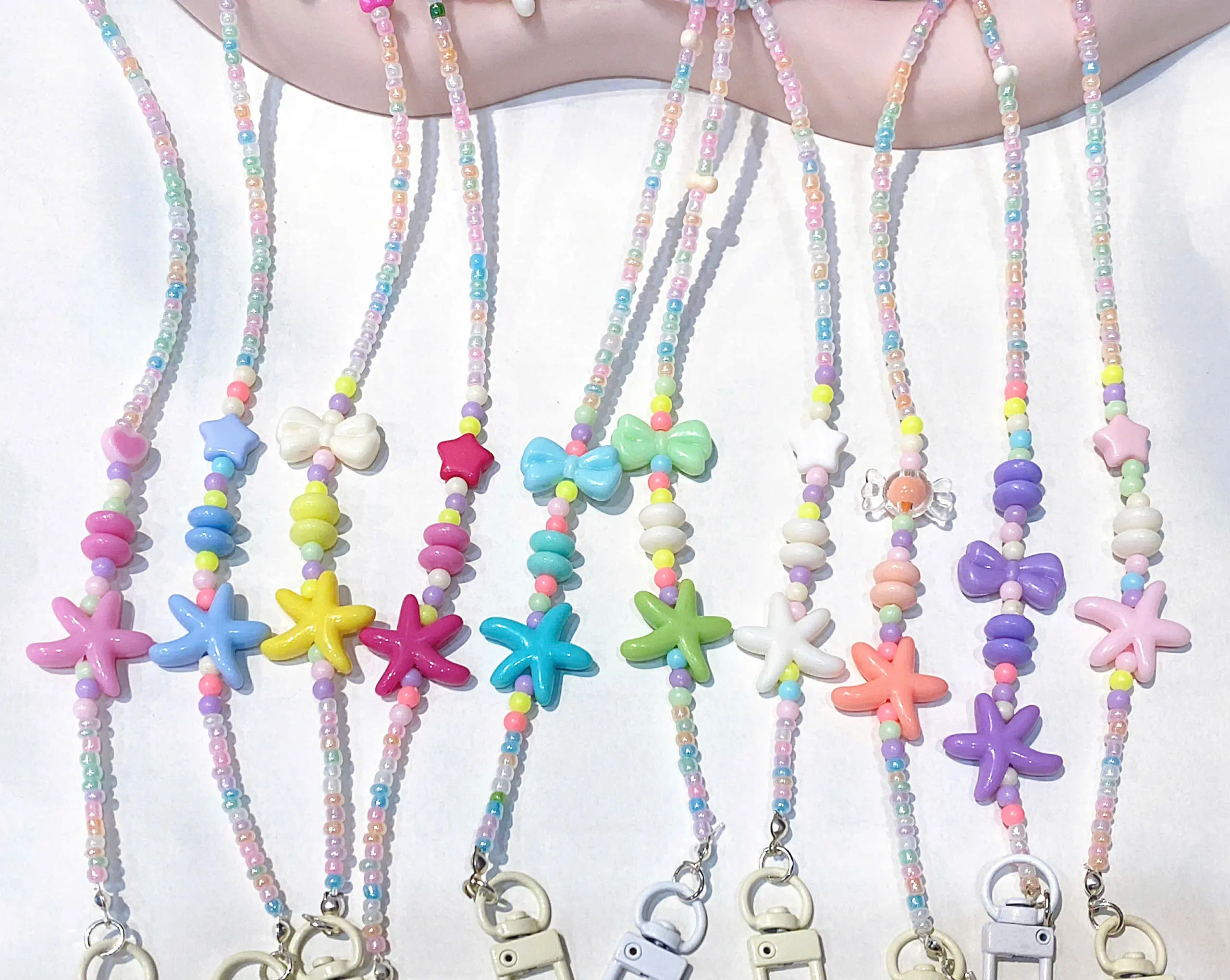 A7_Dây Đeo Chéo Cho Các Bé Con, Hạt Cườm 3mm Ánh Cừ Phối Charm Sao Biển, Mix Nhiều Màu Ngẫu Nhiên, Hạt Đá Đủ Màu Dây Treo Baby Three Bé Ba Hottrend, Dây Đeo Điện Thoại, Kiểu Túi Đeo Chéo, Dây Đeo Phối Đủ Màu Dễ Thương, Đa Năng Tiện Lợi, Đáng Yêu