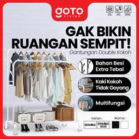 Gambar (Special Offer) Goto Spiko Stand Hanger Double Rak Besi Gantungan Baju Pakaian - Double Black dari Goto Living Kota Tangerang 1 Tokopedia