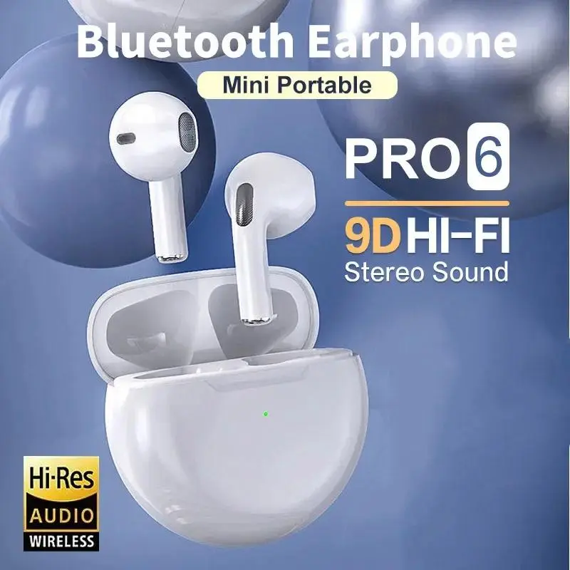 Tai Nghe Không Dây, Pro6 Tws Chính Hãng, Điều Khiển Cảm Ứng Thông Minh Bluetooth 5.0, Tai Nghe Nhét Tai Nghe Thể Thao, Tai Nghe Nhạc, Tương Thích Với Tất Cả Các Điện Thoại Thông Minh