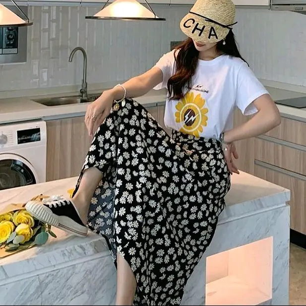 Rok Korean Style Rok Midi Terbaru Bunga 4