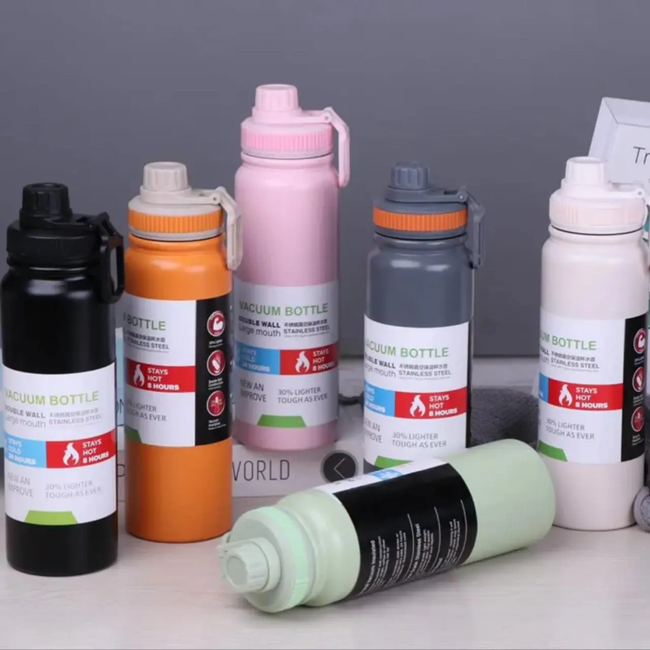 800ml stainless steel vacuum insulated cup for home office coffee tea insulated water bottle thermos cup outdoor sports water cup good-looking and durable Drinkware Flasks Insulation Lid