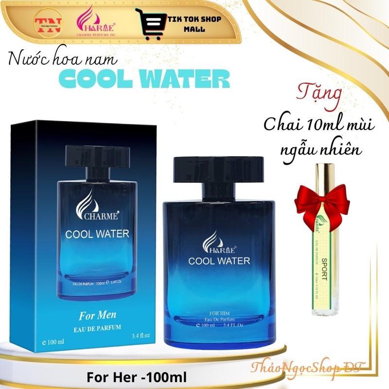 CHARME PARFUM NƯỚC HOA  NAM CHARME COOL WATER 100ML (Tặng chai 10ml mùi ngẫu nhiên)THANH MÁT ,SANG TRỌNG ,LỊCH  LÃM LƯU HƯƠNG 6H ĐẾN 12H Perfume
