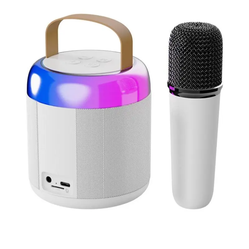 Portable Wireless Speaker with Microphone, Rechargeable Bluetooth-compatible Speaker, Outdoor Camping Karaoke Machine, Home KTV Speaker