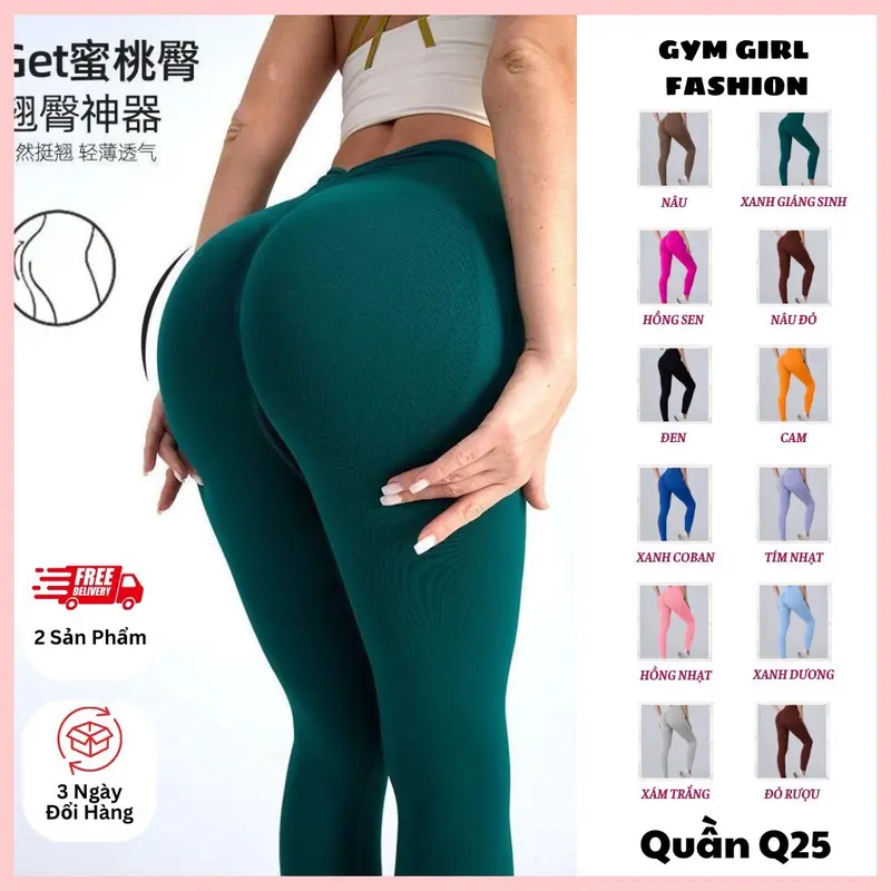Quần Mã Q25: Quần Thể Thao Nâng Hông Dòng Deep V Cho Nữ, Quần Cạp Cao, Không Viền , Quần Thể Thao Liền Mạch Sport Legging Yoga Tập Gym 0